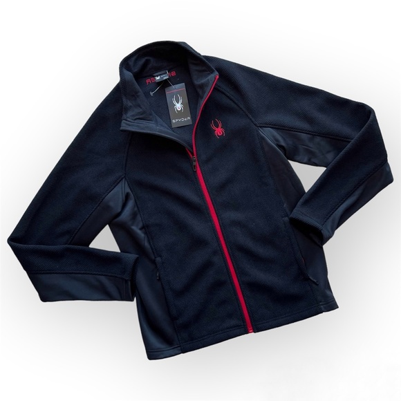 Spyder Other - Spyder Black Red Fleece Lined Full Zip Jacket Men’s Size Medium